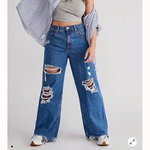 free people we the free CRVY Destructed Straight-Leg Jeans